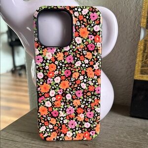 Vibrant Floral Phone Case - Black, Pink, Orange